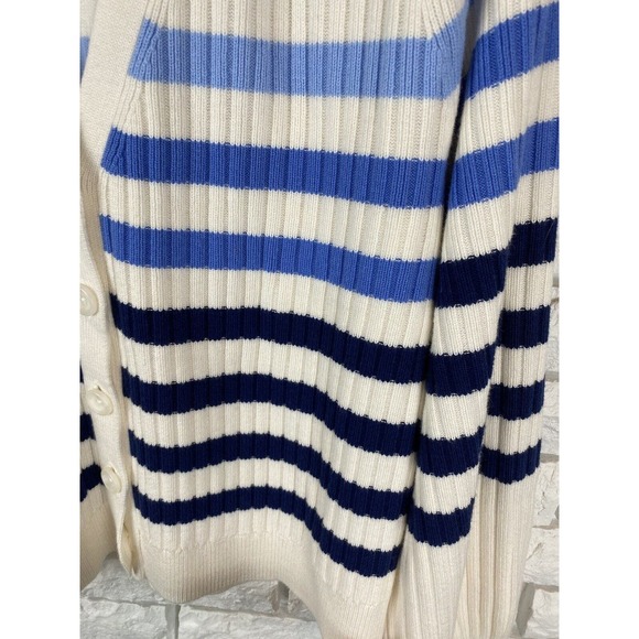 TALBOTS V-Neck Striped cotton Cardigan Size Medium - Picture 5 of 6